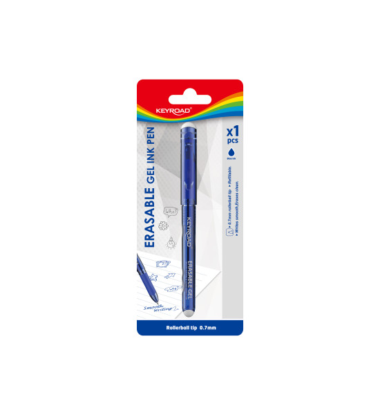Bolígrafo, Gel Roller Borrable, 0.7 mm, Azul, Blister x 1 Und.